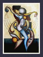 'DANCING MIND'   Cubism and Surrealism influenced, figural oil painting. MANIFEST MIND COLLECTION 2008