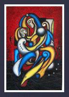 'Dancing Love'   Cubism and Surrealism influenced, figural oil painting. MANIFEST MIND COLLECTION 2008