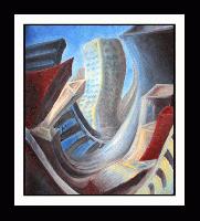 'DOWNTOWN BLUES'    Original surrealism, Oil Painting on canvas