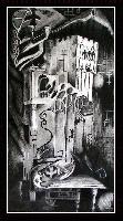 Temple of One, an abstract charcoal drawing