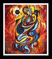 'Fate Of Man'    A Cubism and Surrealism influenced, figural oil painting.  MANIFEST MIND COLLECTION 2008
