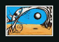 'SHRIMP ON A BEACH'      Original surrealism, Oil Painting on gesso and paper